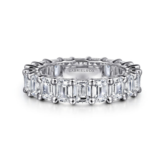 14K White Gold Shared Prong Emerald Cut Diamond Eternity Band