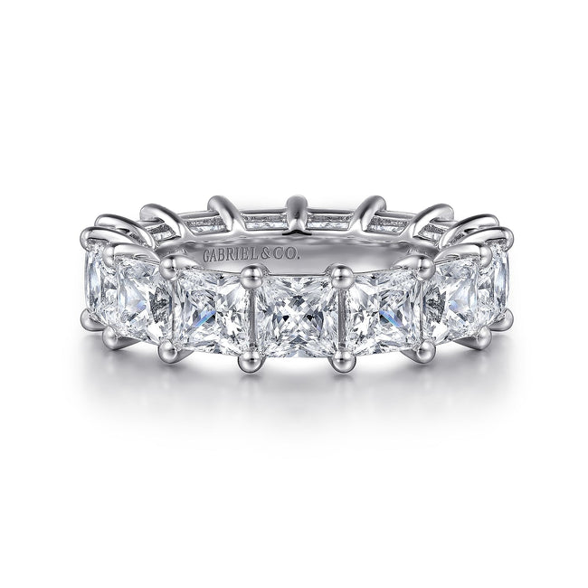 14K White Gold Princess Cut Shared Prong Diamond Eternity Band