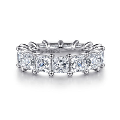 14K White Gold Princess Cut Shared Prong Diamond Eternity Band