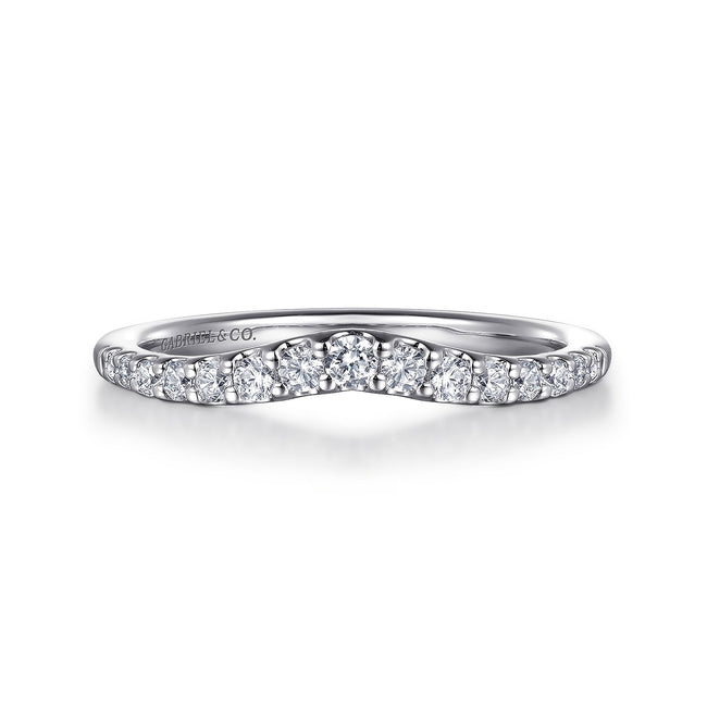 Curved-14K White Gold Diamond Anniversary Band