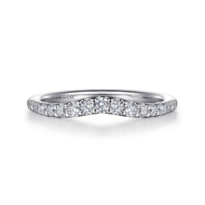 Curved-14K White Gold Diamond Anniversary Band