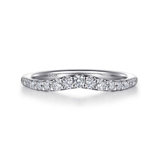 Curved-14K White Gold Diamond Anniversary Band