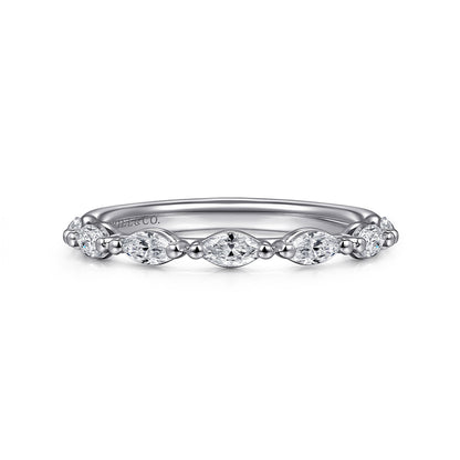 14K White Gold Diamond Marquise Anniversary Band