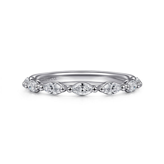14K White Gold Diamond Marquise Anniversary Band