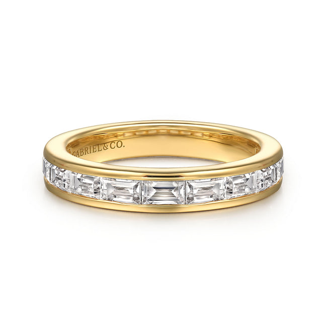 14K Yellow Gold Channel Set Baguette Diamond Anniversary Band