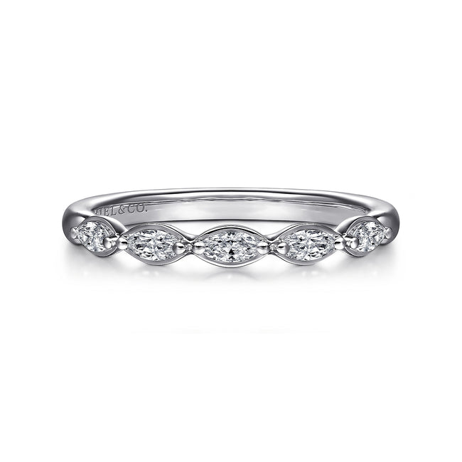 14K White Gold Marquise Diamond Anniversary Band