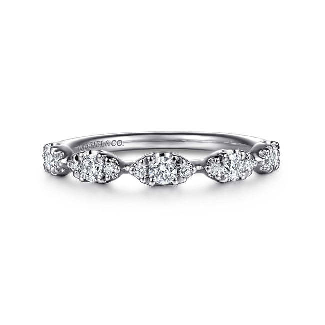 14K White Gold U setting Diamond Anniversary Band
