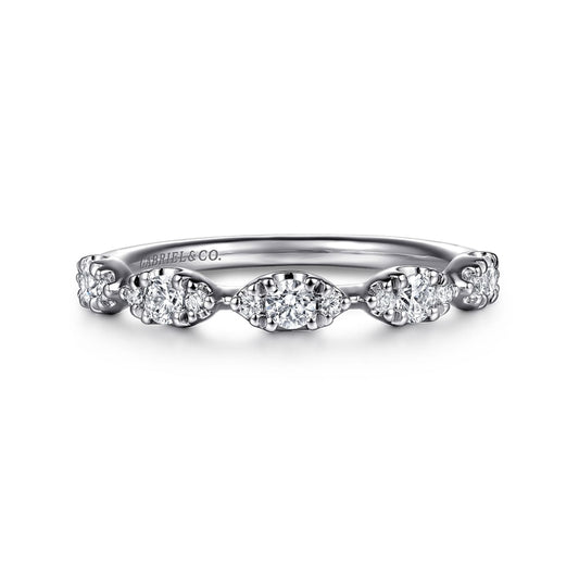 14K White Gold U setting Diamond Anniversary Band