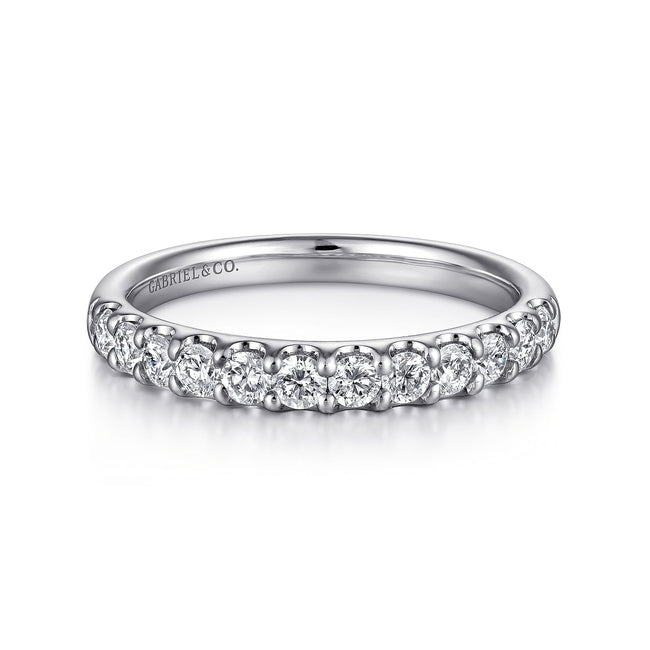 14K White Gold Round 12 Stone Diamond Wedding Band