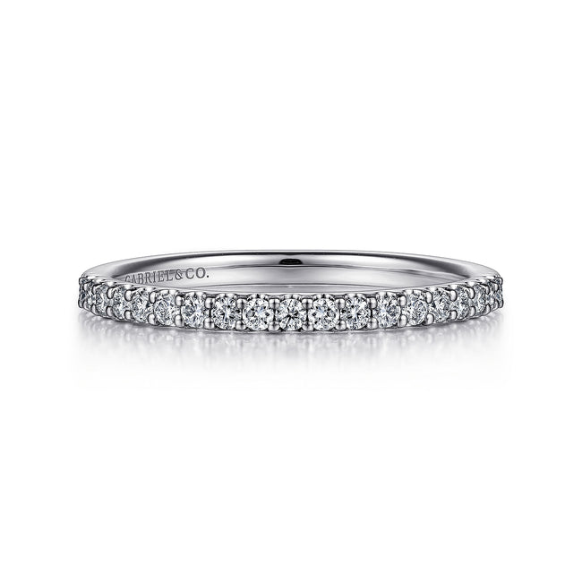 14K White Gold Shared Prong Diamond Wedding Band