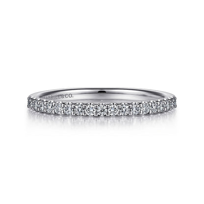14K White Gold Shared Prong Diamond Wedding Band
