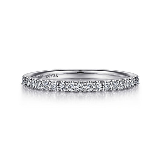 14K White Gold Shared Prong Diamond Wedding Band