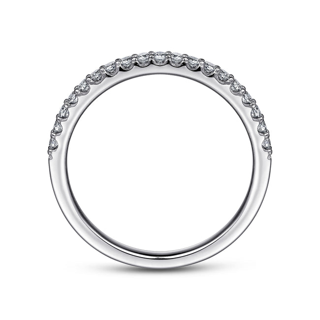 14K White Gold Shared Prong Diamond Wedding Band
