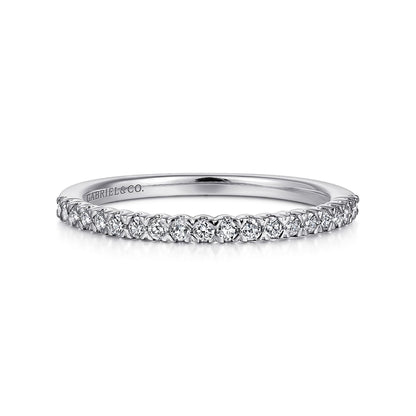 14K White Gold Prong Set Diamond Wedding Band