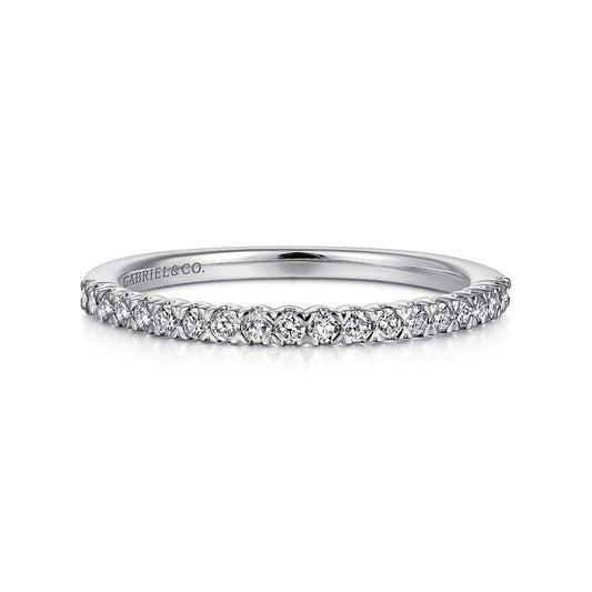 14K White Gold Prong Set Diamond Wedding Band