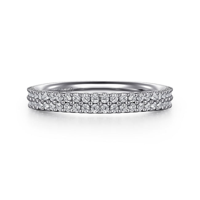 14K White Gold Double Row Diamond Anniversary Band
