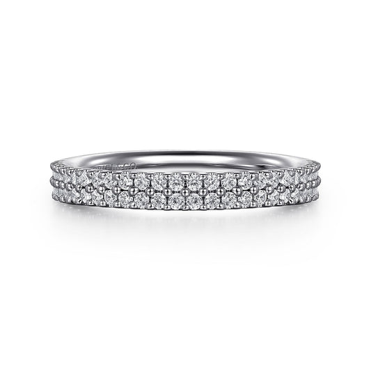 14K White Gold Double Row Diamond Anniversary Band