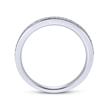 Vintage Inspired 14K White Gold Micro Pavé Diamond Wedding Band
