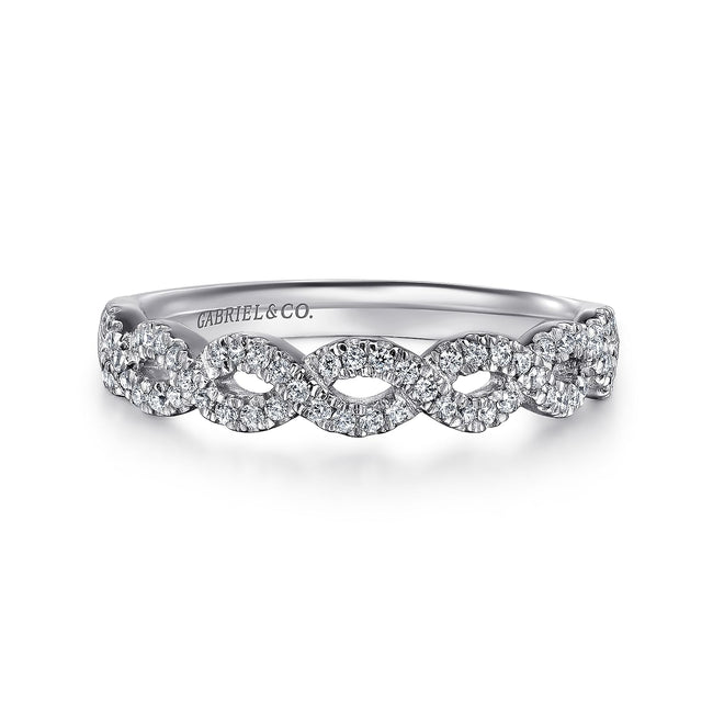 Twisted-14K White Gold Twisted Diamond Anniversary Band
