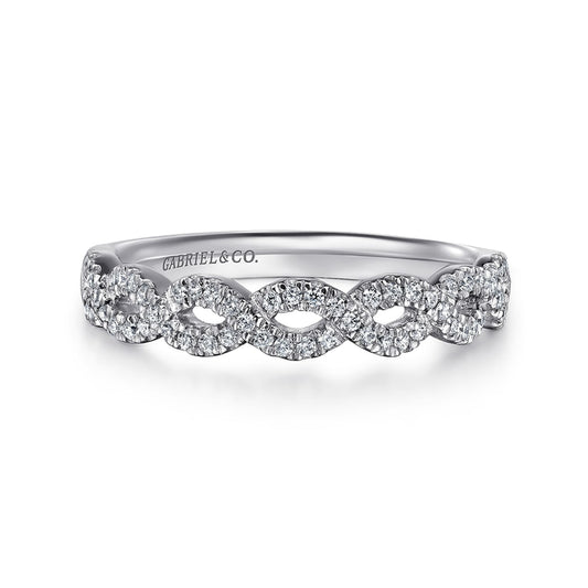 Twisted-14K White Gold Twisted Diamond Anniversary Band