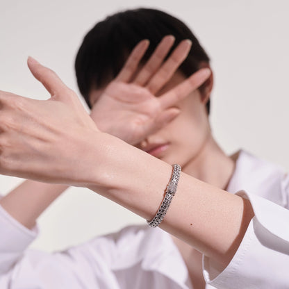 Icon Bracelet, Silver, Diamonds, 7.5MM