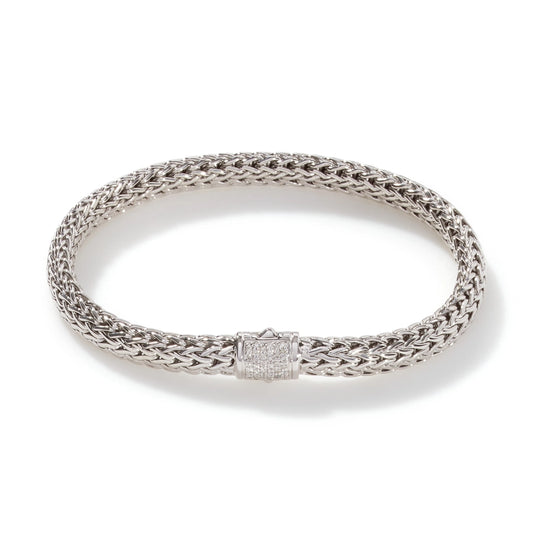 Icon Bracelet, Silver, Diamonds, 6.5MM