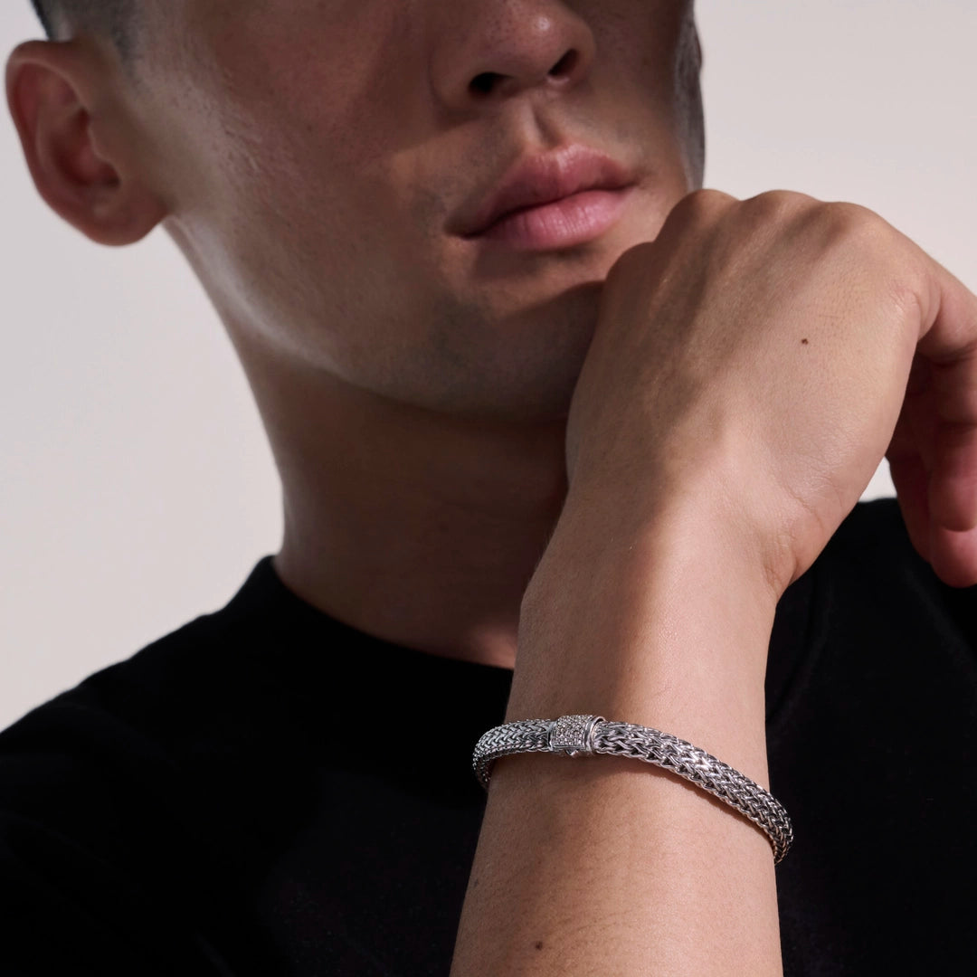 Icon Bracelet, Silver, Diamonds, 6.5MM
