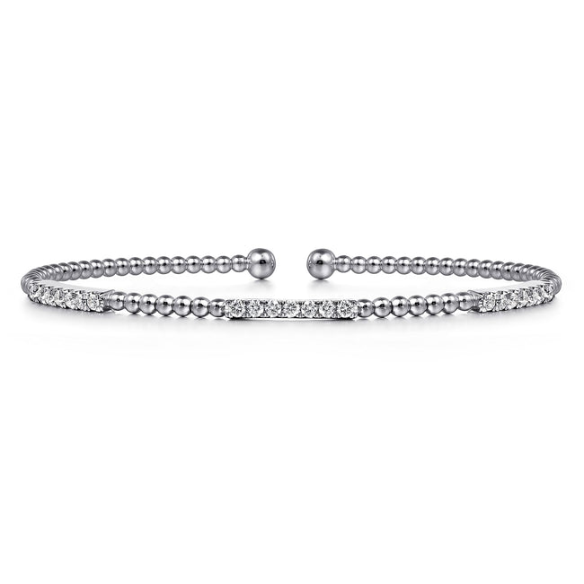 14K White Gold Bujukan Diamond Stations Bangle
