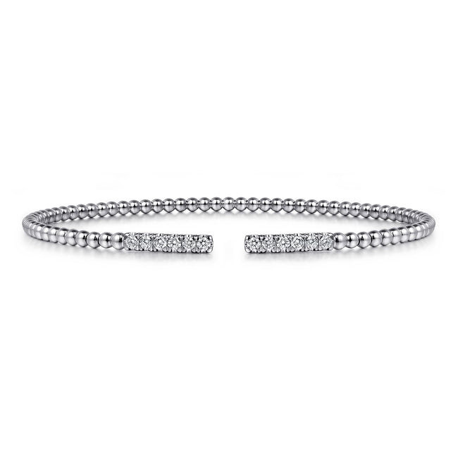 14K White Gold Bujukan Diamond Bars Bangle