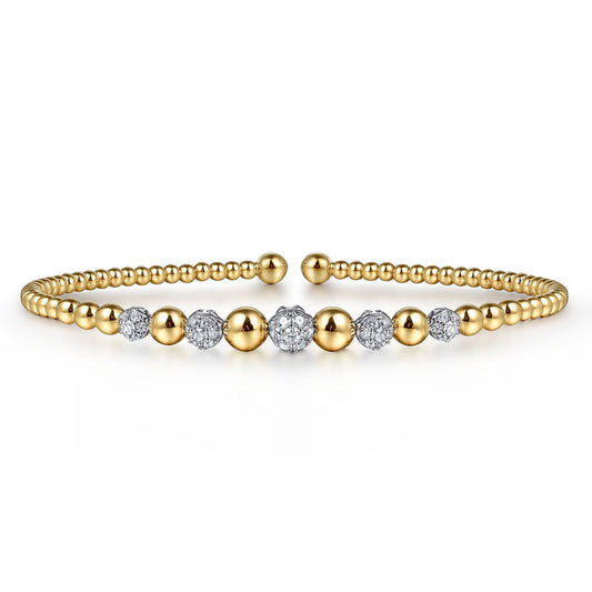 14K Yellow-White Gold Bujukan Diamond Stations Bangle