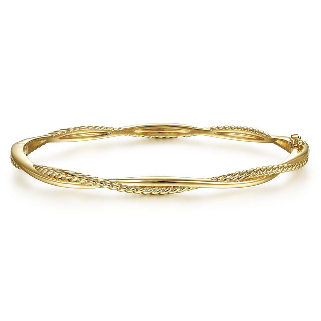 14K Yellow Gold Twisted Rope Bangle Bracelet
