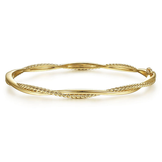 14K Yellow Gold Twisted Rope Bangle Bracelet