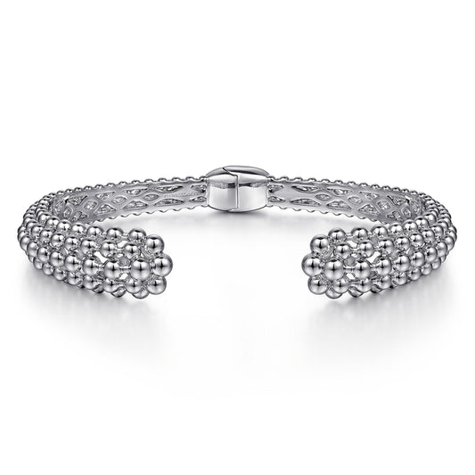 925 Sterling Silver Bujukan Beaded Split Bangle