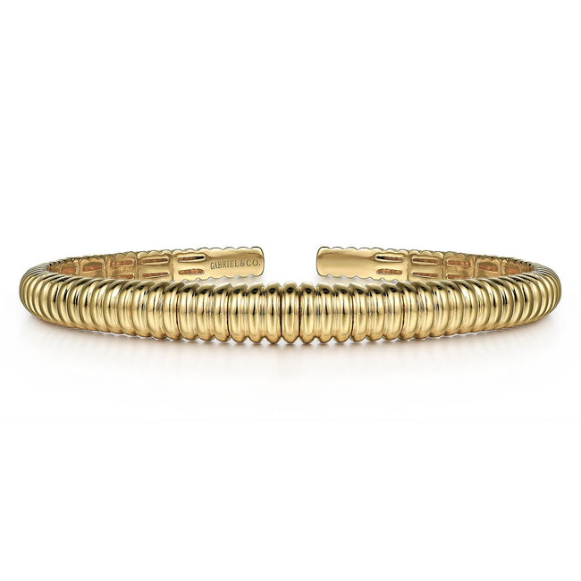 14K Yellow Gold Shrimp Open Bangle