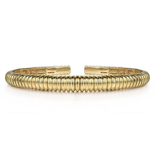 14K Yellow Gold Shrimp Open Bangle