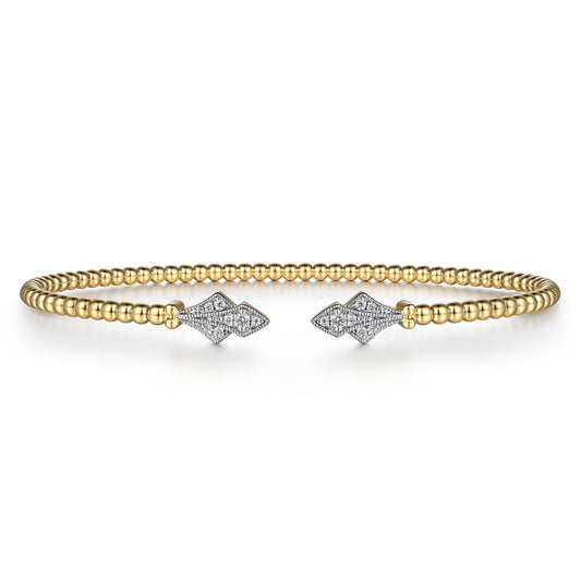 14K Yellow Gold Bujukan Diamond Split Cuff