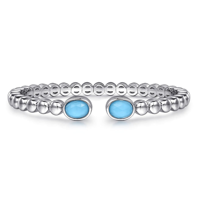 925 Sterling Silver Rock Crystal & Turquoise Bangle