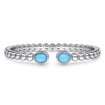 925 Sterling Silver Rock Crystal & Turquoise Bangle