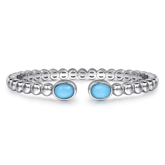 925 Sterling Silver Rock Crystal & Turquoise Bangle