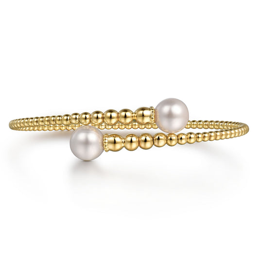 14K Yellow Gold Bujukan Fresh Water Pearl Bangle