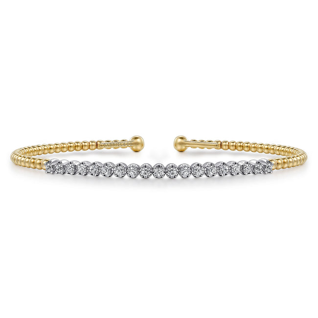 14K White-Yellow Gold Bujukan Diamond Cuff Bracelet