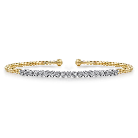 14K White-Yellow Gold Bujukan Diamond Cuff Bracelet