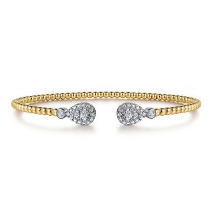 14K White and Yellow Gold Diamond Bujukan Bangle