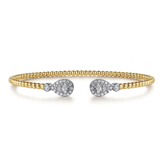 14K White and Yellow Gold Diamond Bujukan Bangle