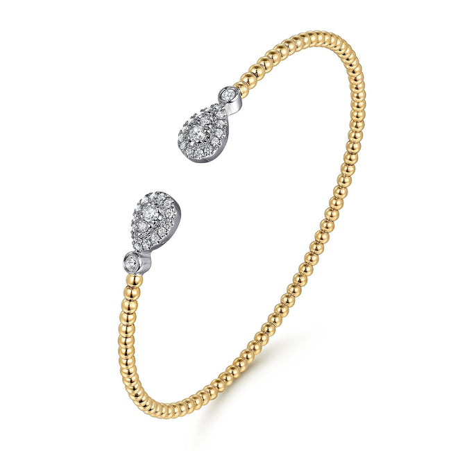 14K White and Yellow Gold Diamond Bujukan Bangle