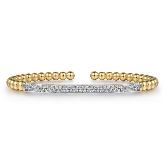 14K Yellow Gold DiamondPavé Bar Bujukan Split Bangle