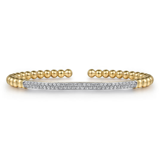 14K Yellow Gold DiamondPavé Bar Bujukan Split Bangle