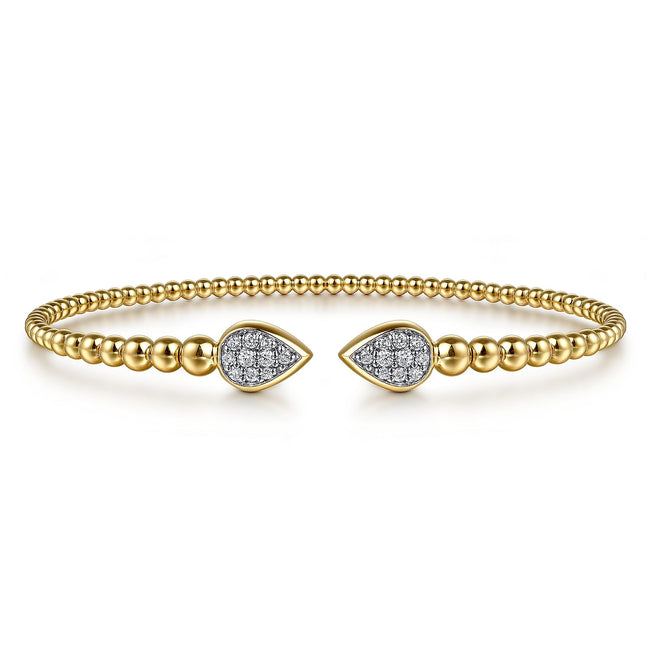 14K Yellow Gold Bujukan Pave Diamond Split Bangle Bracelet
