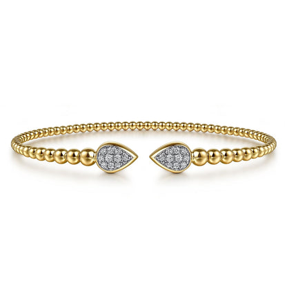 14K Yellow Gold Bujukan Pave Diamond Split Bangle Bracelet