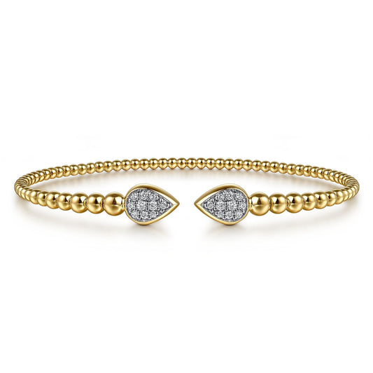 14K Yellow Gold Bujukan Pave Diamond Split Bangle Bracelet